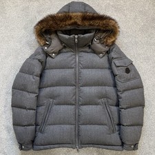 Moncler Allemand Grey Fur Hood Puffer Jacket Size 3 Medium 100% Authentic