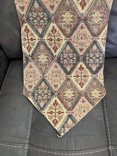 Tapiz vintage Pier 1 Importaciones con cuentas corredor de mesa otoño patrón diamante 68" - Imagen 6 de 9