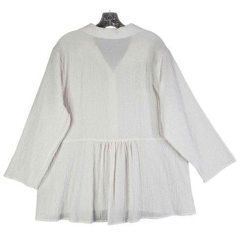 Habitat Button Up Shirt Oberteil Damen Gr. XL weiß Art To Wear Langarm - Bild 3 von 11