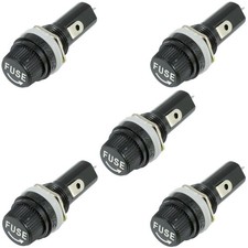 5 x Panel Mount Chassis Fuse Holder for 6x30mm Glass Fuses 10A 250V