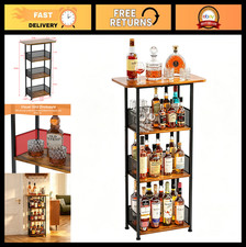 4-Tier Freestanding Wine Rack & Mini Bar Cart - Liquor Cabinet for Bottles & Gla