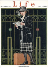 1921 Original Color Cover Art. Coles Phillips. Lady At Train Station. Life Mag