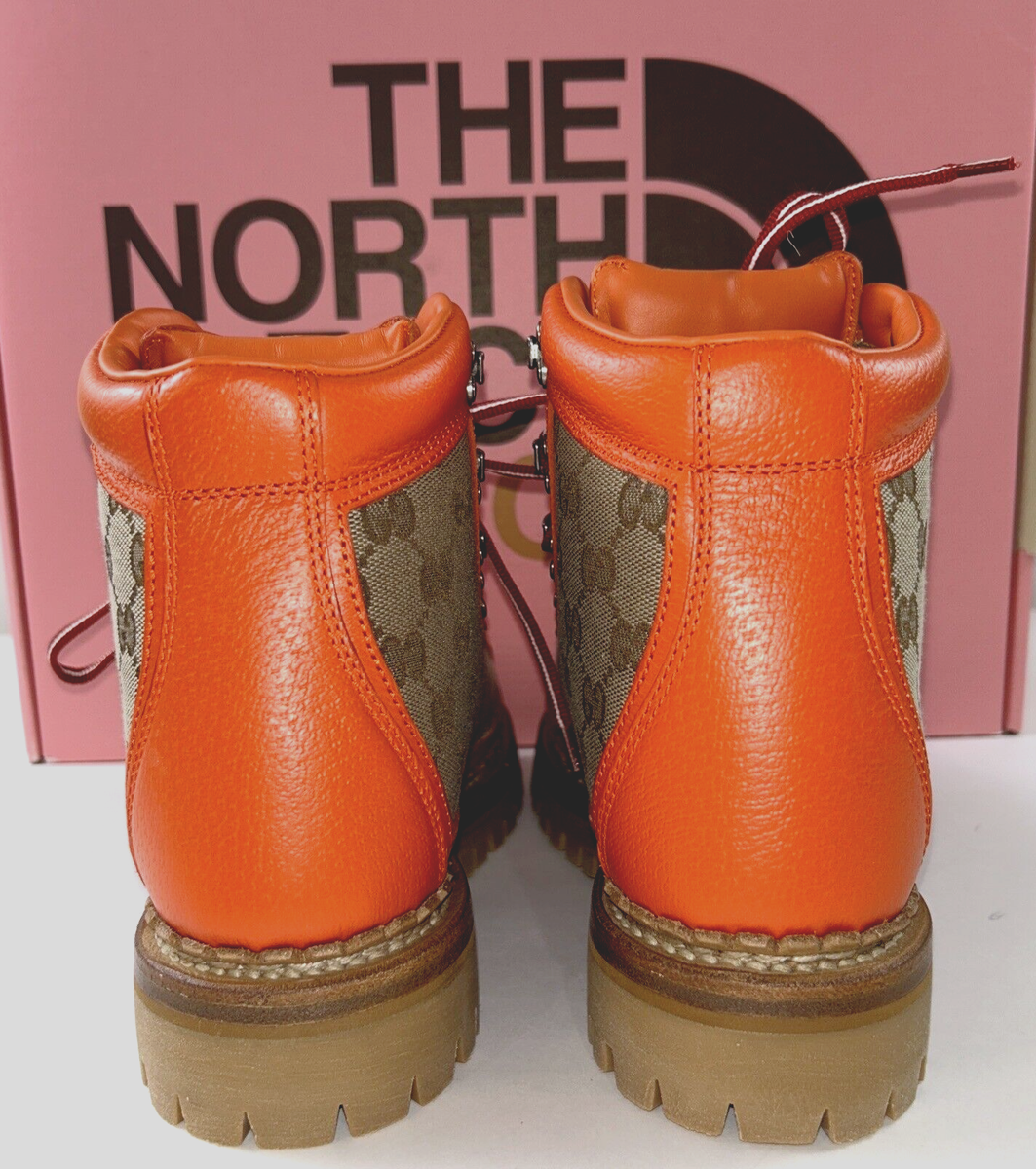 GUCCI X Size 6 36 Women's Boot NORTH FACE GG Supreme Orange