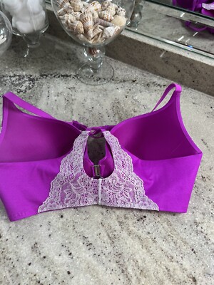 Victoria Secret 34d 34 D Push Up Front Close Bra Metallic Lace
