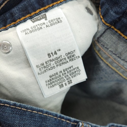 Levis 514 Jeans Mens 38x32 Meas 36x32 Slim Straight Leg Faded Wash Blue Denim - Picture 5 of 12