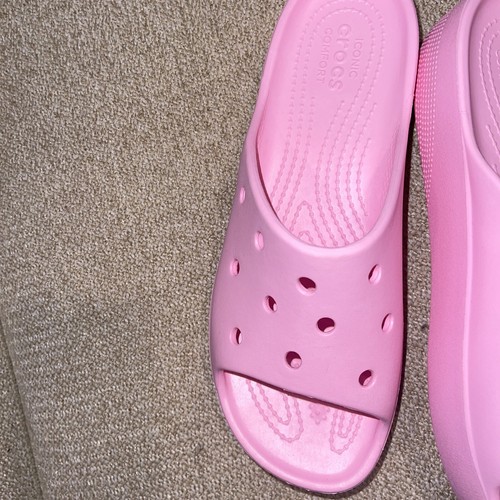 Crocs Womens Platform Slide New Release Fashion Heels Sandals Flip Flops Shoes 8 - Picture 3 of 5