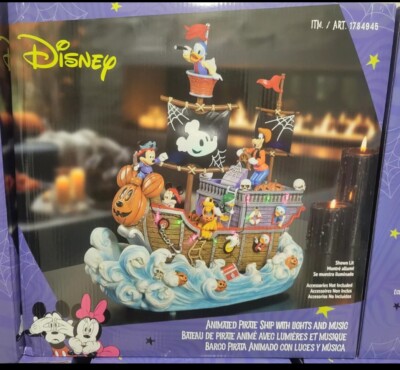 Disney Halloween Animated Pirate Ship Lights And Music Mickey Mouse Costco New