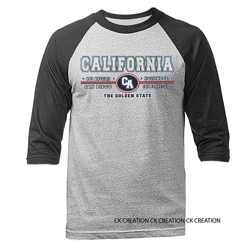 The Golden State California Republic Cali Life grafica manica a 3/4 Raglan - Foto 9 di 10