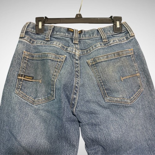 Ariat M5 Jeans Uomo 29 X 34 Tinta Unita Blu Denim Pantalone Dritto Strappato Anticato - Foto 7 di 13