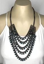 Premier Designs MOVERS AND SHAKERS Layered Bib AB Beaded Necklace 923