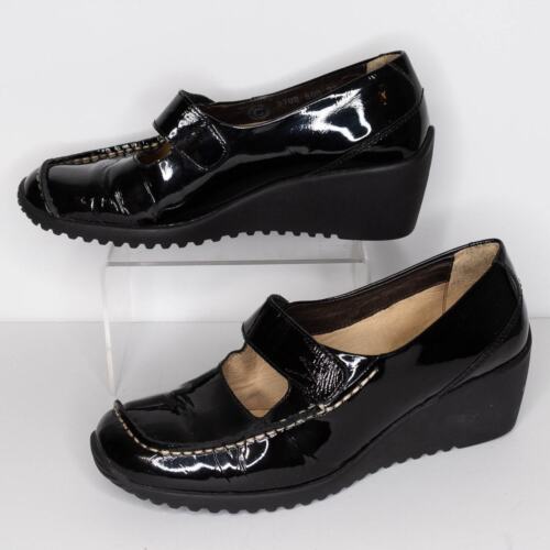 Wolky Mary Jane Damenschuhe mit Keilabsatz Lackleder LESEN schwarz Größe 37 6 | AQ - Bild 2 von 6