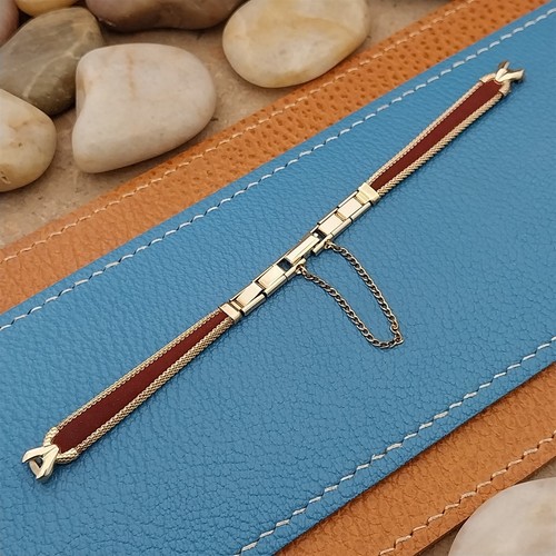 Ladies 10k Yellow Gold-Fill & Red Corfam JB Champion Unused Vintage Watch Band - Picture 5 of 9