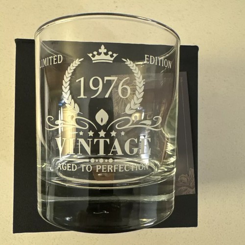 1976 Geburtstagsgeschenke für Männer Vintage Whiskyglas 76 Neu Offener Karton