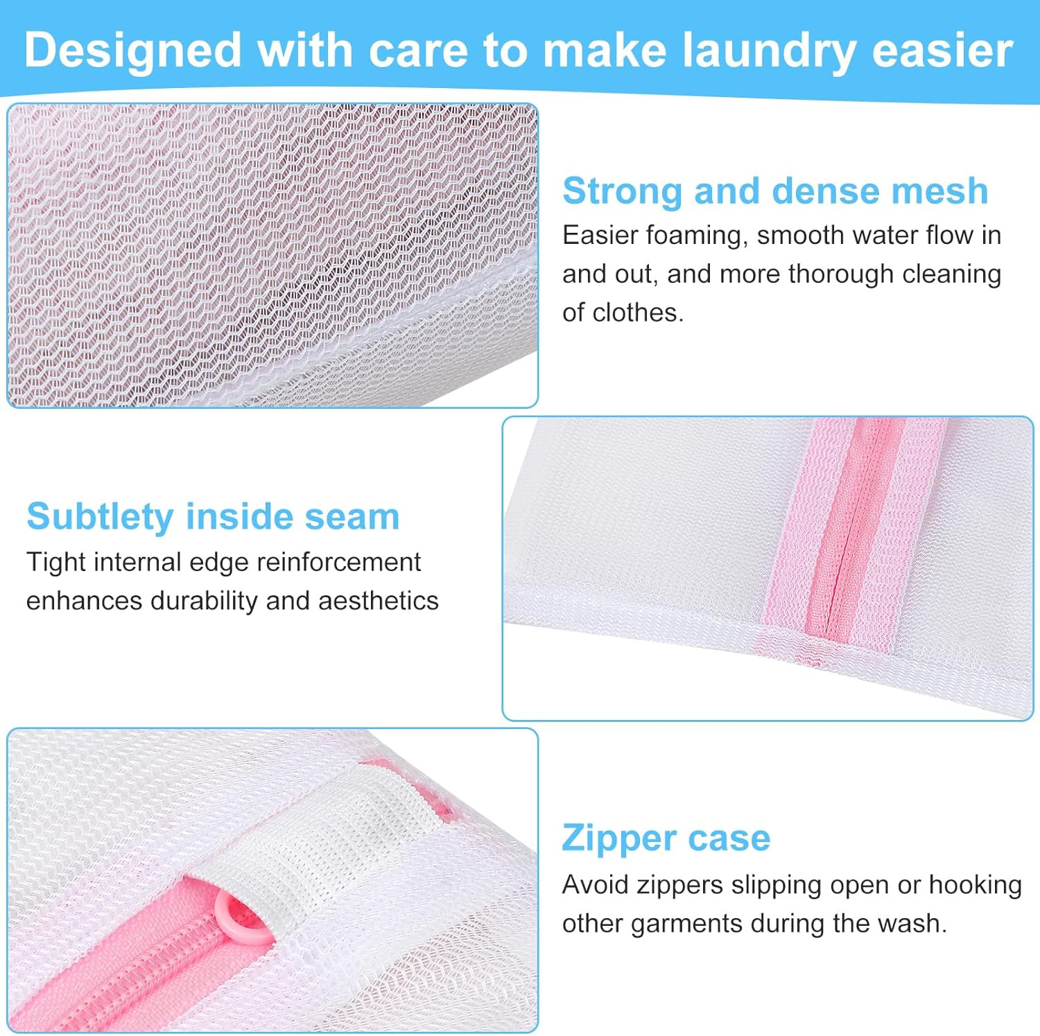 Vivinin 6 PCS Mesh Laundry Bags for Delicates, 3 Size Laundry Bag with Premium Z