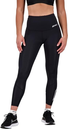 2XU Motion Hi-Rise Compression Tights - Black/Silver, Women's Sports Athletic Ru - Picture 2 of 10