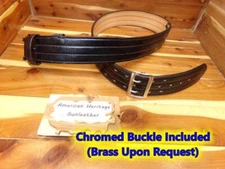 Sz 36" 4L Black B103 DON HUME 2.25" Police Duty Belt CHROME Buckle D-Ring Option