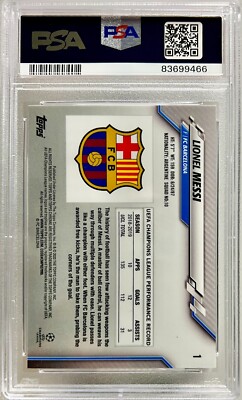 2019-20 Topps Chrome UCL Signed Lionel Messi Barcelona #1 PSA MINT