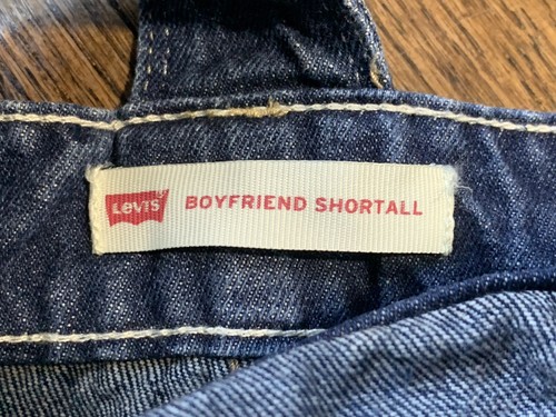 Levis Girls Blue Denim Boyfriend Shortals Overalls Shorts Summer Spring Size 8 - Picture 3 of 4