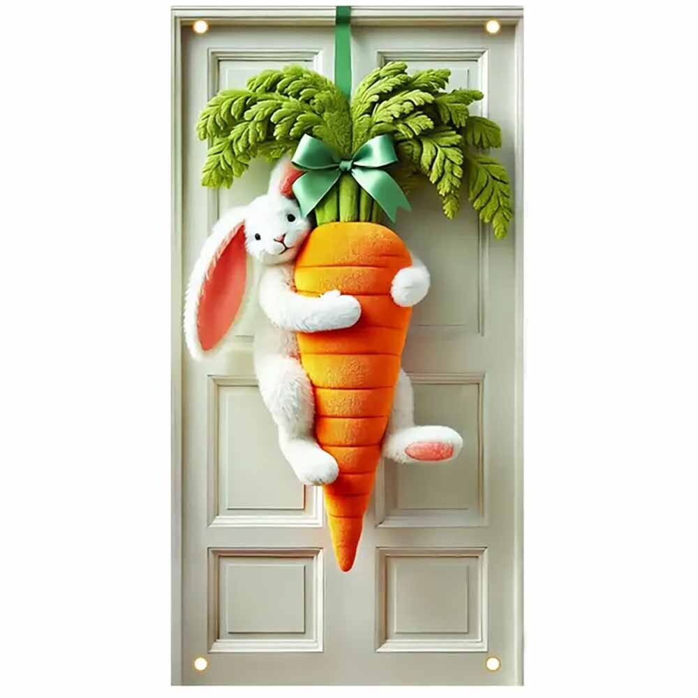 Ostern Türbanner Frohe Ostern 90x180 Osterhase Karotte Bild Textilgewebe Ösen