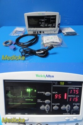 Welch Allyn Protocol 6200 Series Patient Monitor W/ ECG, SpO2, NBP Leads ~ 35158