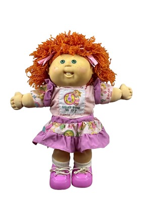 1990 Hasbro First Edition Cabbage Patch Kid 1 Dimple Green Eyes Red Hair Teeth