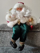 Santa Claus Shelf Sitter Christmas Figure Holiday Decoration 10", Green Pants