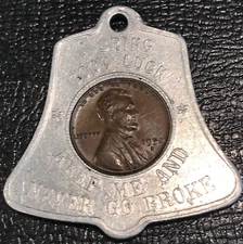 ENCASED COIN XF/AU 1950 D LINCOLN CENT UMSTOT BOAT & MARINE EQUIPMENT NEWARK NJ