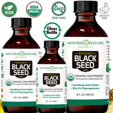 100% Organic Black Seed Oil, Pure, Cold Pressed, Nigella Sativa, 4, 8 & 16oz.