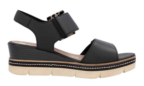 REMONTE sandalo donna VELCRO nero SUOLA A CUNEO - Foto 2 di 10