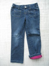 Lullah Bette Please Mum Girls Fleece Lined Denim Jeans Sz 6 - 7 Blue Pink Liner