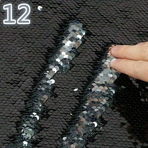 Sequin Fabric Reversible Flip Two Color Shiny Mermaid Material DIY Shirts - Picture 9 of 24