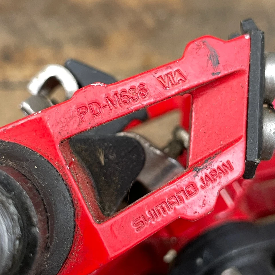 Pedales Shimano DX PD-M636 sin clip BMX MTB combo plano negro rojo años 90 00 A2 BMX Foto 4 de 4
