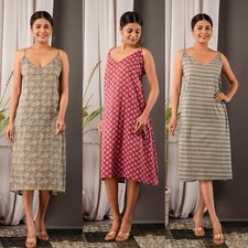 Indian Block Print Cotton Christmas Women Dress, Summer Beachwear A line Dress