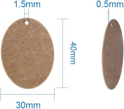 Metal Stamping Blanks Oval Pendants Antiqued Bronze Tone Brass Large Oval