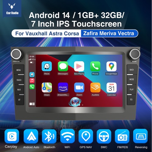 7" Android 14 Car Stereo For Vauxhall Corsa C/D Zafira Astra H Radio GPS Sat Nav - Picture 2 of 14