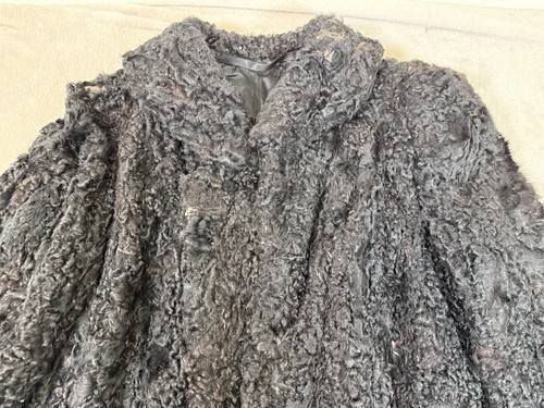 Vintage 1960s black persian curly lamb Mutton fur winter ladies coat jacket - Picture 5 of 14