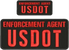 E AGENT USDOT EMB PATCH 4X10 AND 2X5 HOOK ON BACK RED ON BLACK