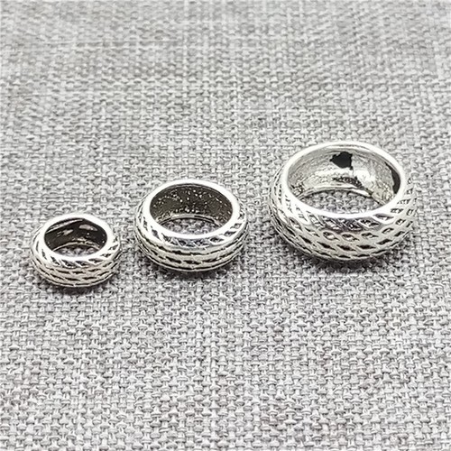 925 Sterling Silver Large Hole Donut Beads Spacers for Bracelet of 10pcs - Picture 2 of 8