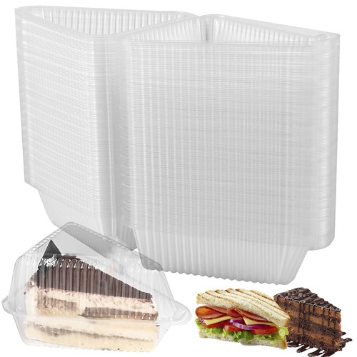 150Pcs Cake Slice Container Clear Dessert Box Food Packing Box for Fruit Cake✡
