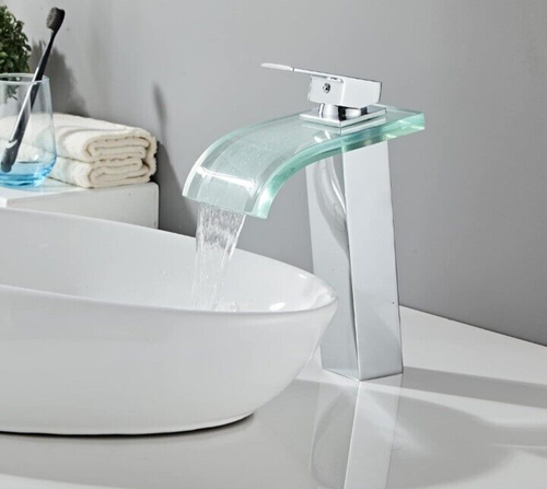 Bathroom Sink Fauce, Wovier Water Flow Brushed Nickel Waterfall, iso 9001 model - Picture 2 of 16