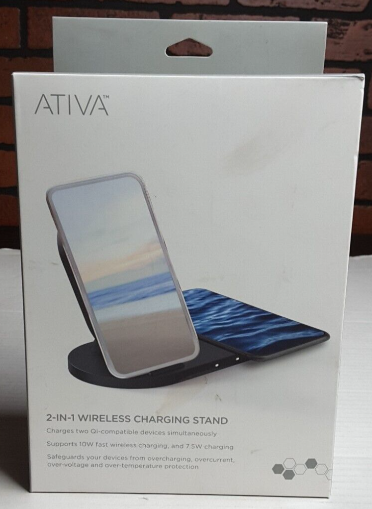 Ativa 2-In-1 Wireless Charging Stand, Charger Black, MW-JL-CP-201