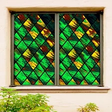 3D Green Rhombus A161 Window Film Print Sticker Cling Stained Glass UV Zoe