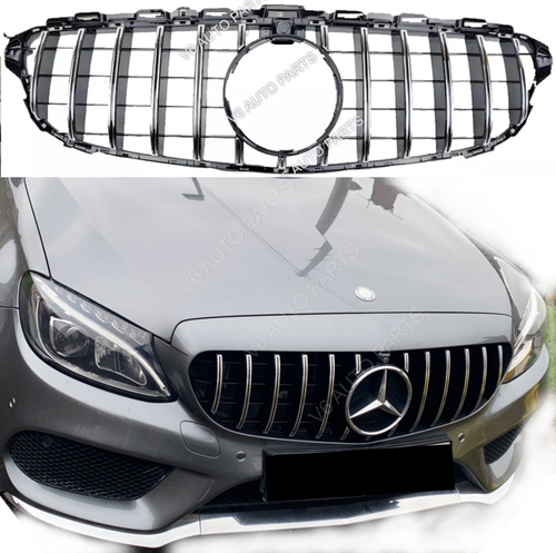 For Mercedes C-Class W205 Grill Front Radiator Grille 180 200 Panamericana 14-18