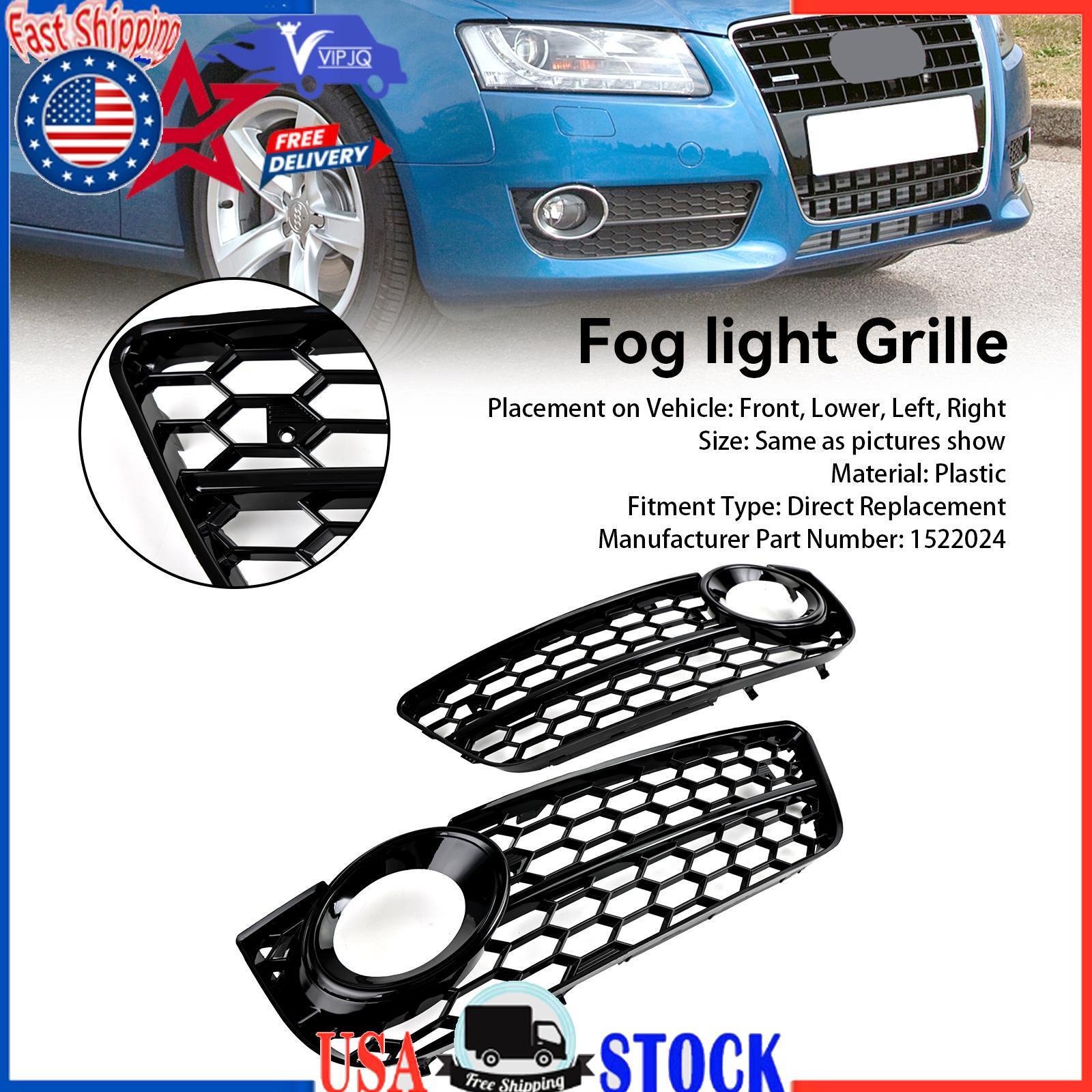 Pair Honeycomb Front Fog Lamp Cover Grille Grill Fit Audi A5 2007-2011