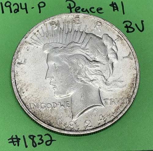 1924 Peace Silver Dollar $1 BU Uncirculated 90% Silver