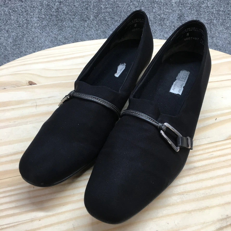 Mocasines Munro Pump para mujer 11N negros Cindi punta cuadrada sin cordones bloque informal lona Foto 3 de 4