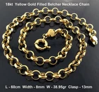 Necklace Real 18k Yellow Gold Filled Solid Belcher Rolo BoltRing Chain 60cm 24"