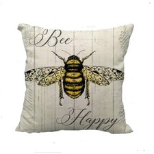 Image of Bumble Bee Soft Linen Cushion 45x45cm Choose Cover Only or Filled Cushion Bees