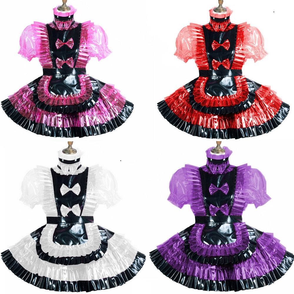 French Maid Sissy Sexy Girl Lockable PVC Dress Cosplay Costumes Tailor-made