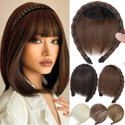 Real Wie Echthaar Pony Luft Bangs Clip in Haarverlängerung Headband Haarteil